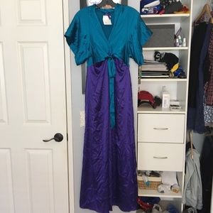 Turquoise and Purple Silk Dress